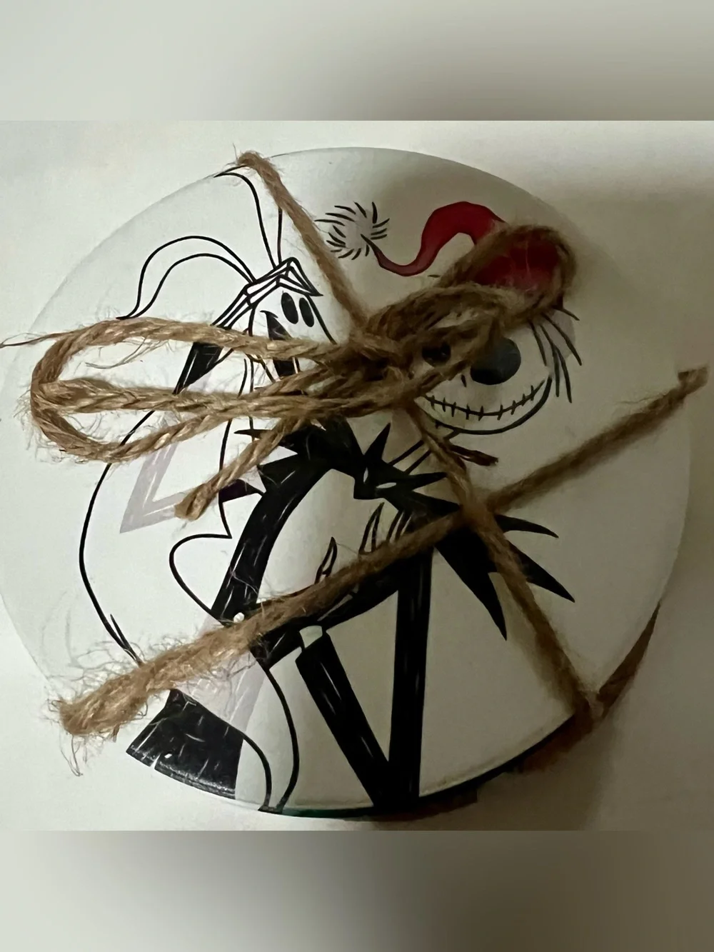 Disney Jack Skellington Festive  4 Coaster - White, Black, Red